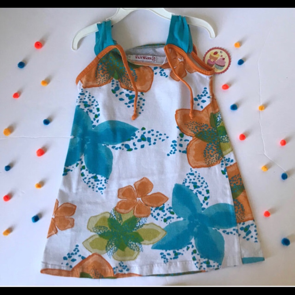 Girls Sleeves Shift Dress with Flowers